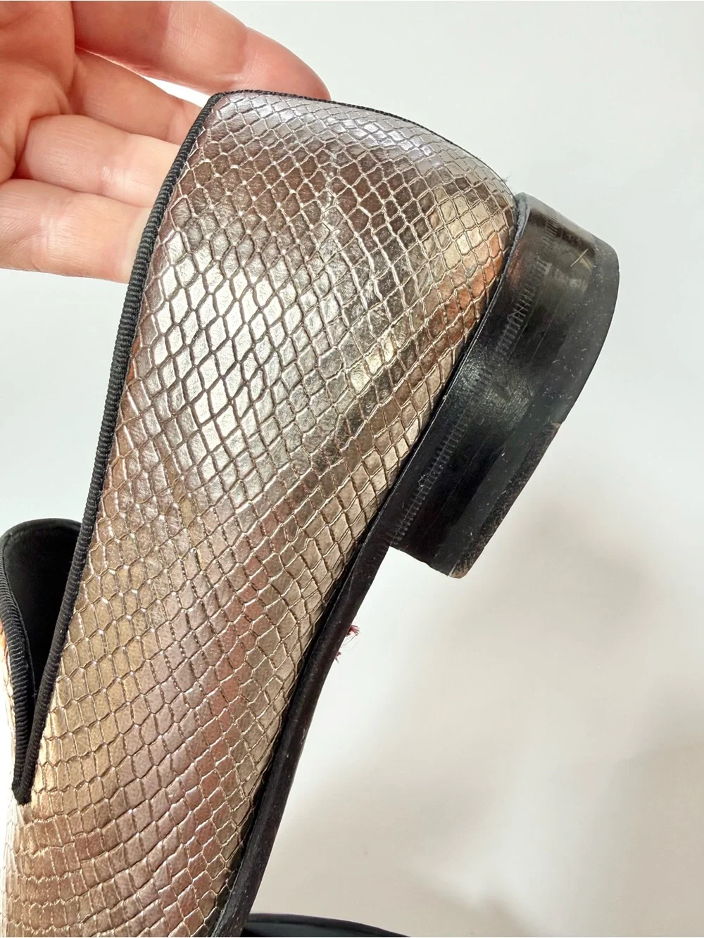 Mezlan Metallic Champagne Slip On Loafers